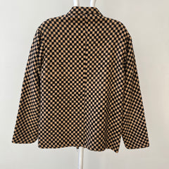 1940s Brown And Black Checkered Jacket Of Re Purposed Fabric