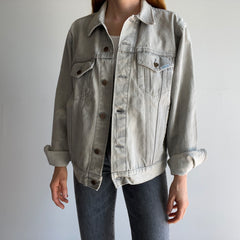 1980s Light Gray Bleach Stained Sasson Denim Jean Jacket - USA Made