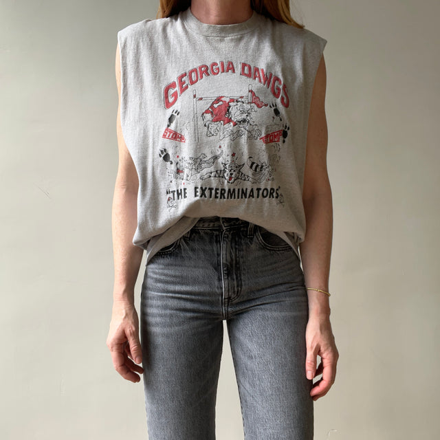 1980s Grey Georgia Dawgs The Exterminators Cut Off T Shirt