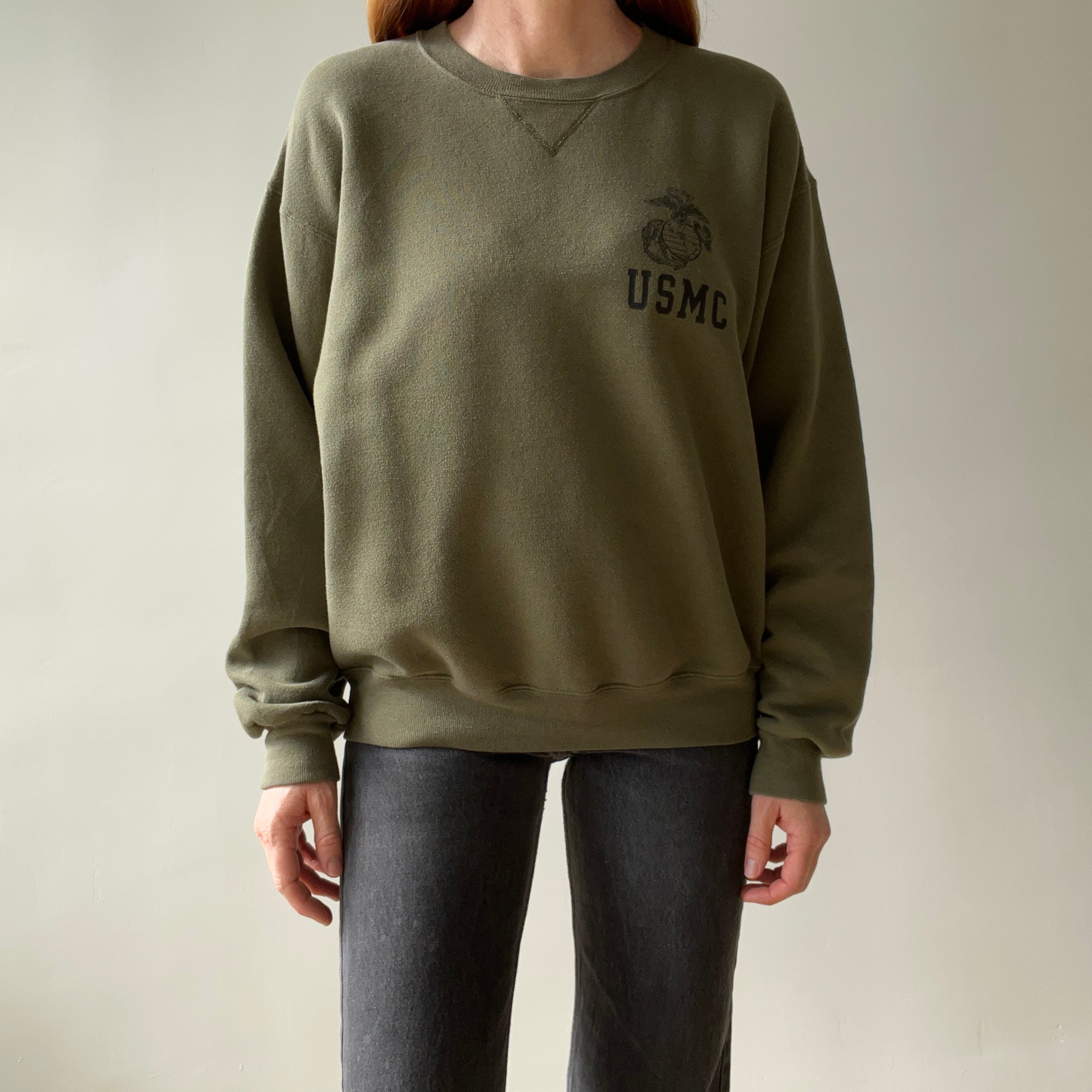 1990s USMC Tattered Cuff Sweatshirt