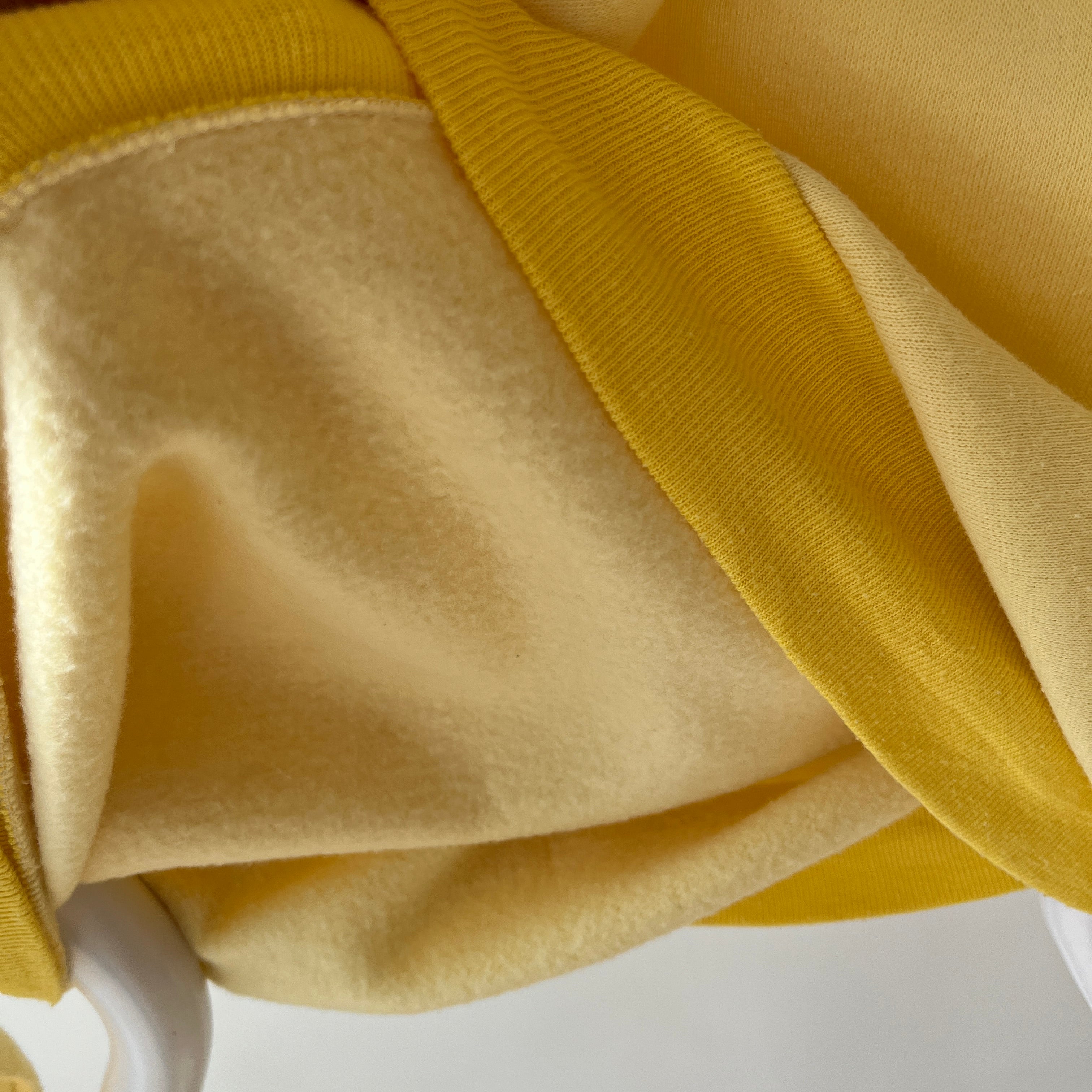 1970s Buttery Yellow Pull Over Hoodie !!!!