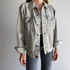 1980s Light Gray Bleach Stained Sasson Denim Jean Jacket - USA Made