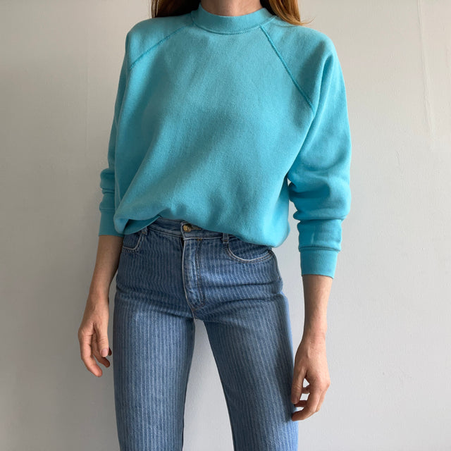 1980s Aqua Raglan Sweatshirt by Tultex