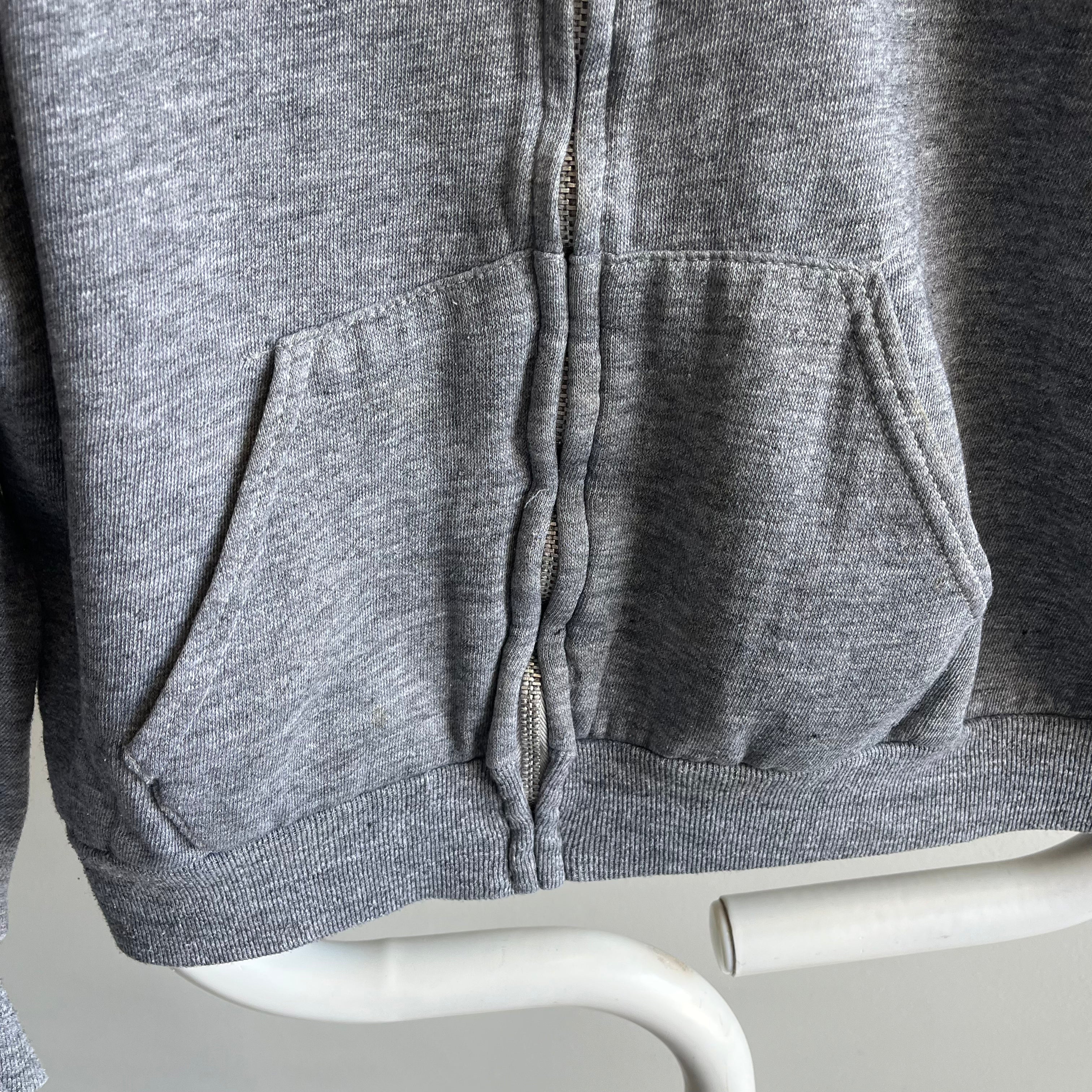 1970s Gray Zip Up Hoodie