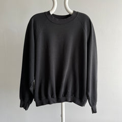 1980s FOTL Paint Stained and Thinned Out Blank Black Sweatshirt - Staff favorite