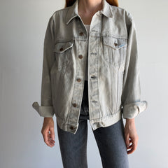 1980s Light Gray Bleach Stained Sasson Denim Jean Jacket - USA Made