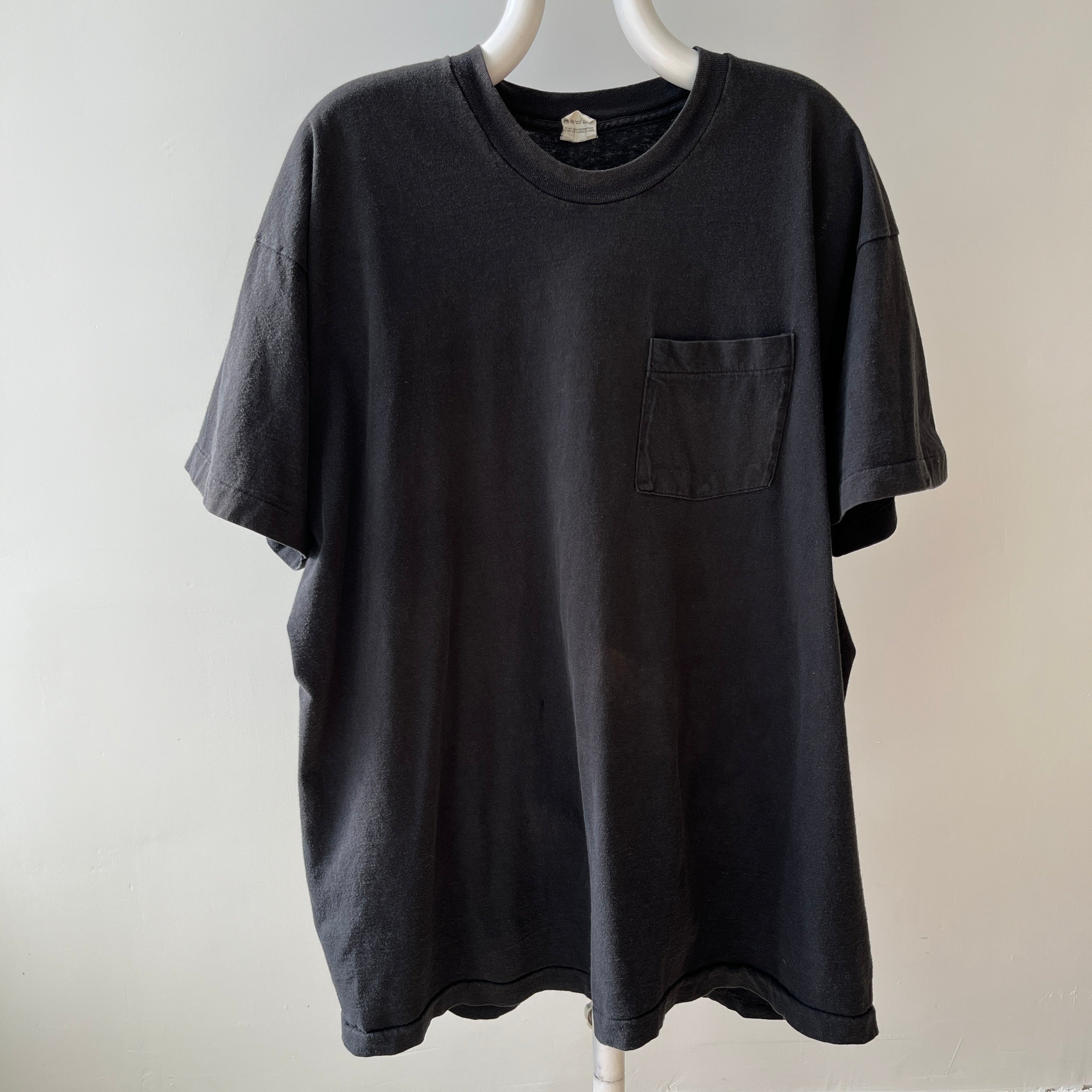 1980s Faded Blank Black Pocket T-Shirt by FOTL