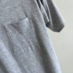 1990s/2000s Blank Gray X-Long Gray Pocket T-Shirt