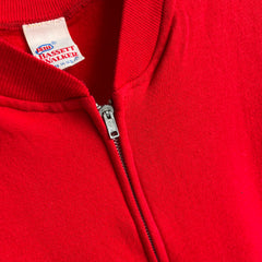 1980s Like New Red Zip Up Sweatshirt Vest by Bassett Walker
