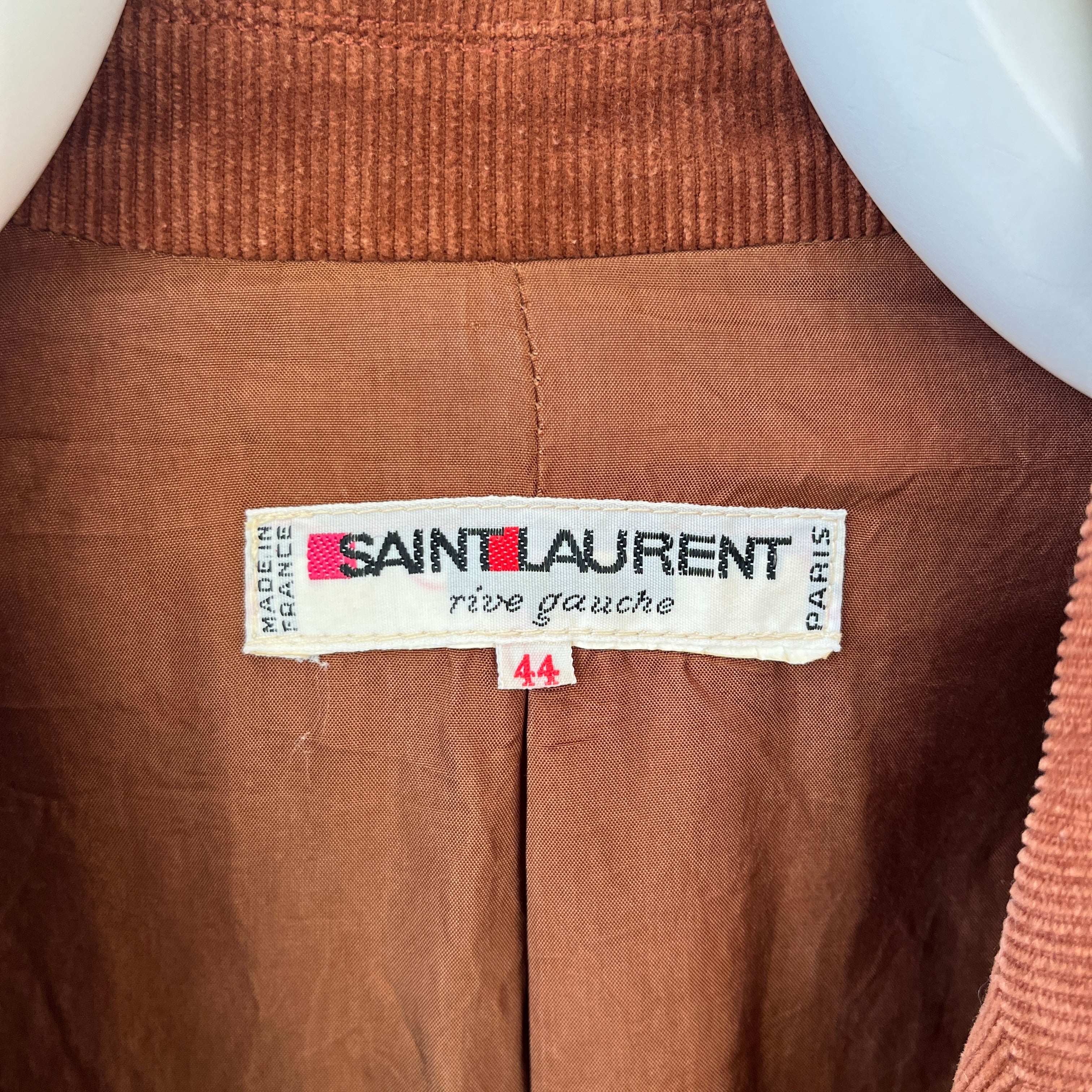 1970s Brown Saint Laurent Double Breasted Corduroy Jacket