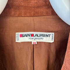 1970s Brown Saint Laurent Double Breasted Corduroy Jacket