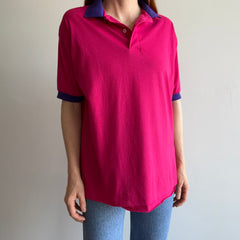 1990s Two Tone Pink and Purple Polo with the Hem Out T-Shirt