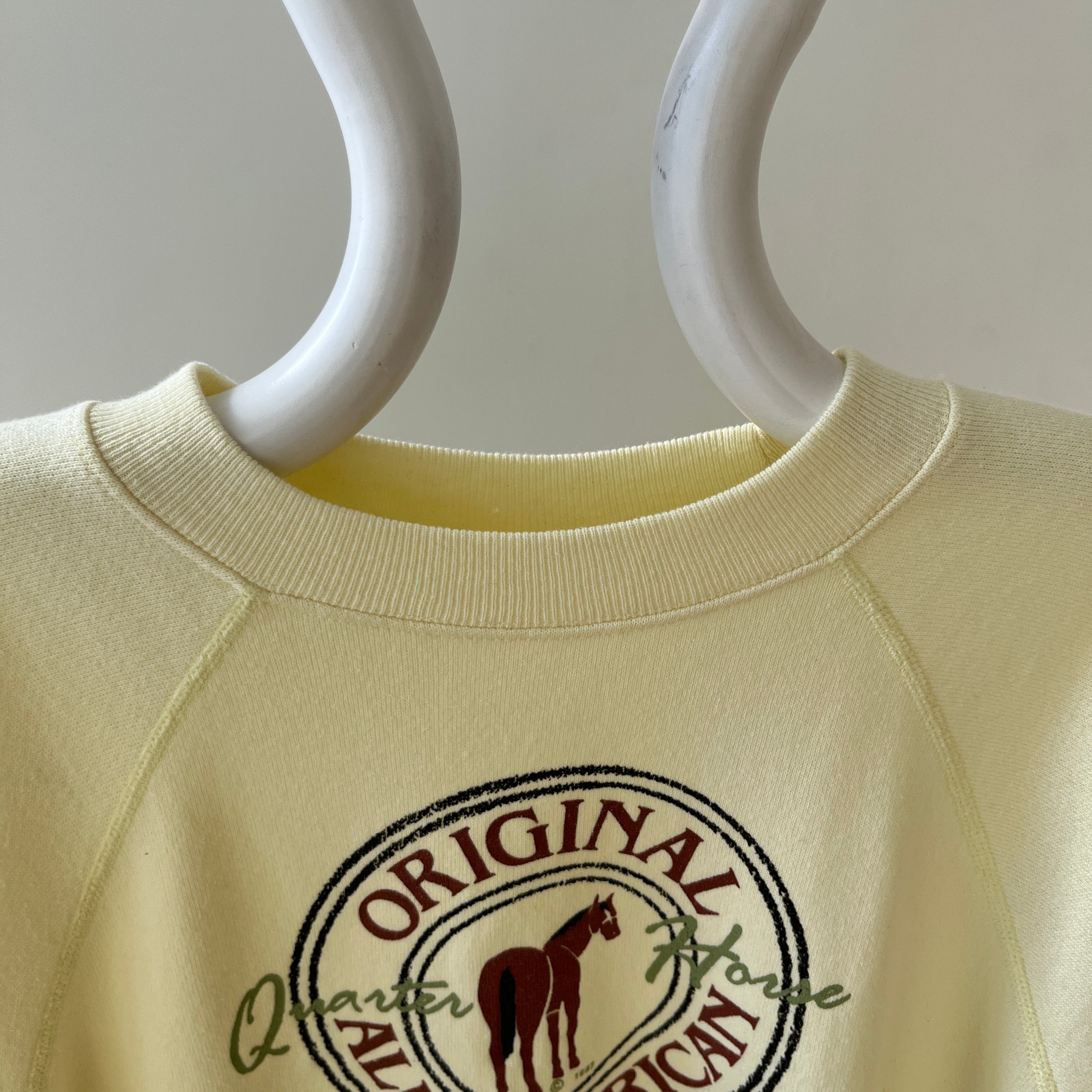 1987 Pastel Yellow Original All American Quarter Horse Sweatshirt - Calling Horsey Pals!