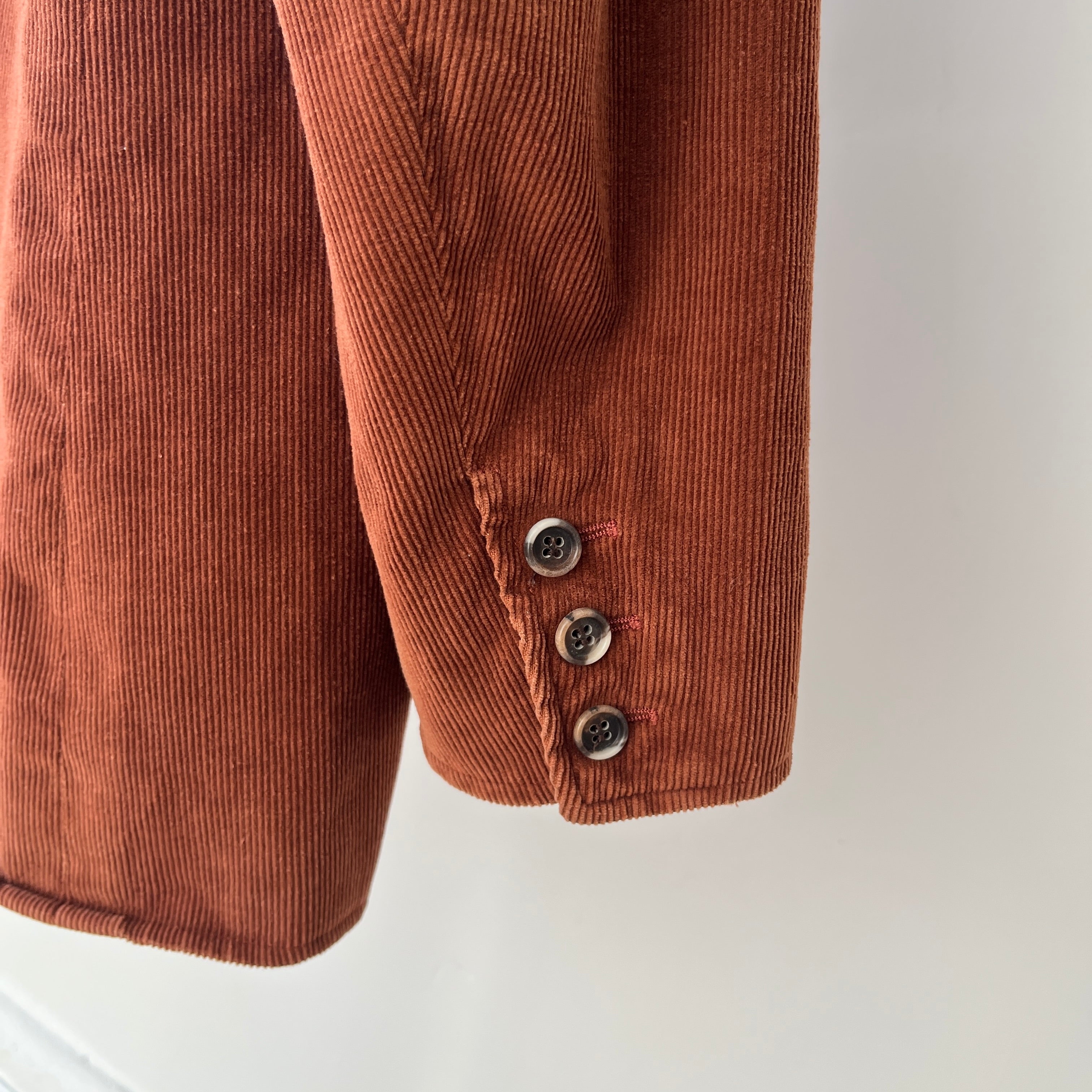 1970s Brown Saint Laurent Double Breasted Corduroy Jacket