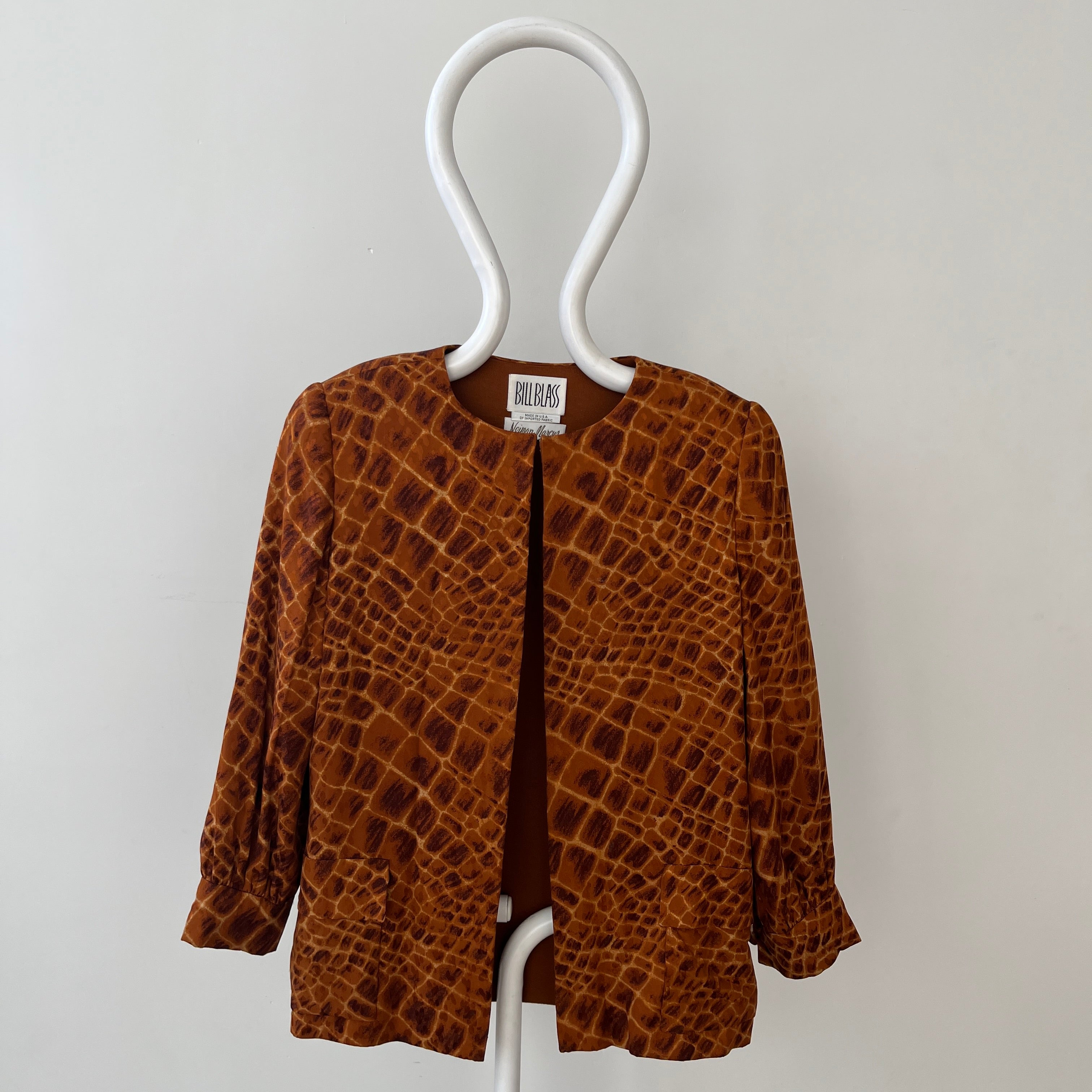 1980s Brown Alligator Print Blazer by Bill Blass