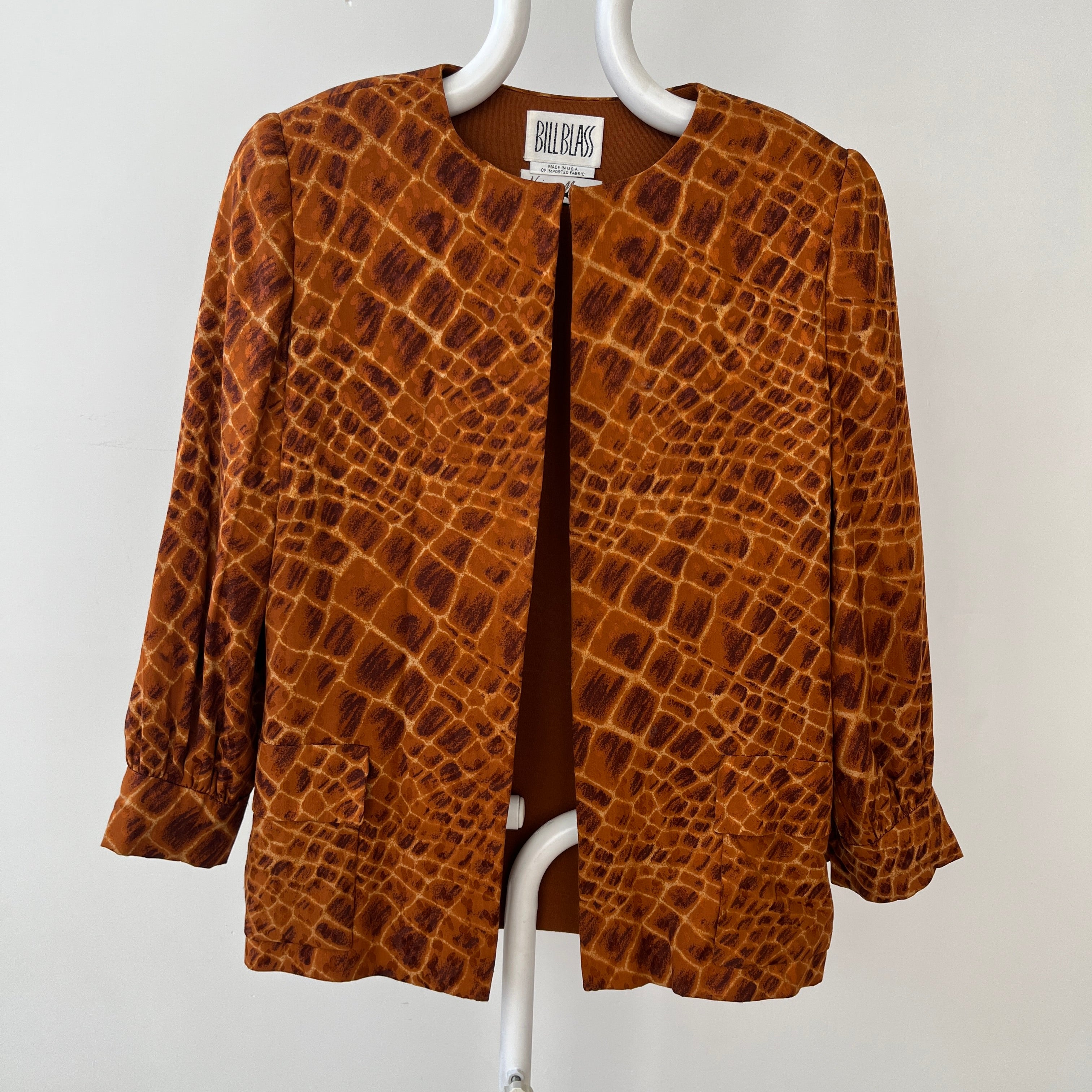 1980s Brown Alligator Print Blazer by Bill Blass