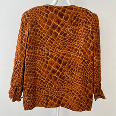 1980s Brown Alligator Print Blazer by Bill Blass