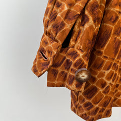 1980s Brown Alligator Print Blazer by Bill Blass