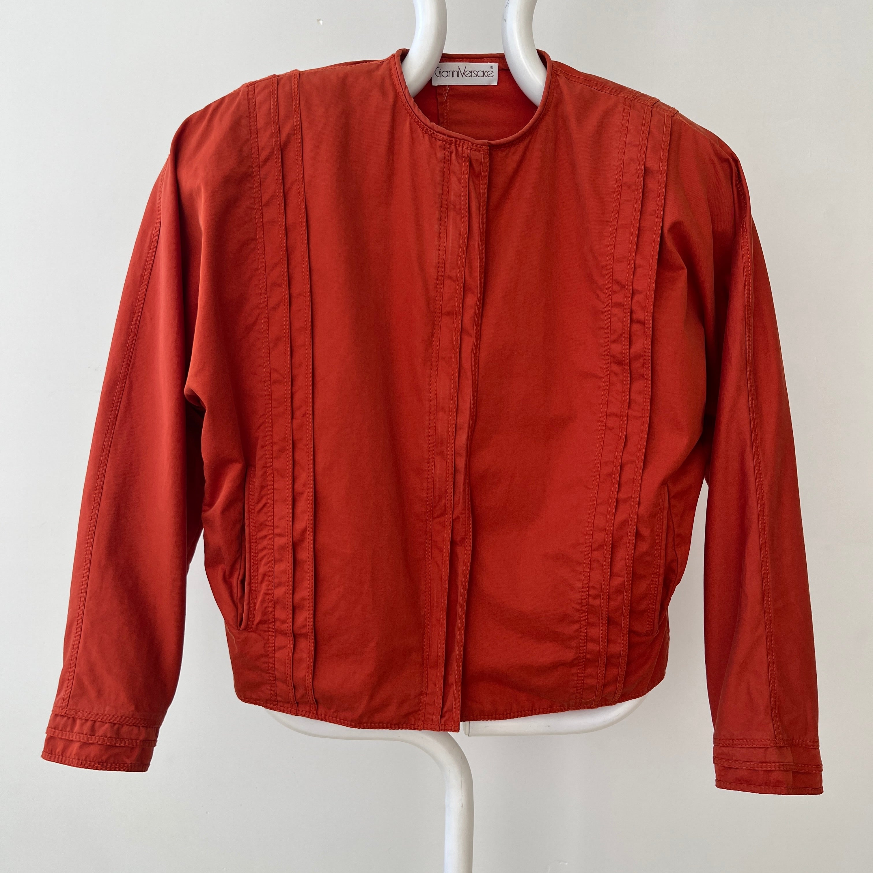 1980s Rust Orange Gianni Versace Pleated Zip Jacket