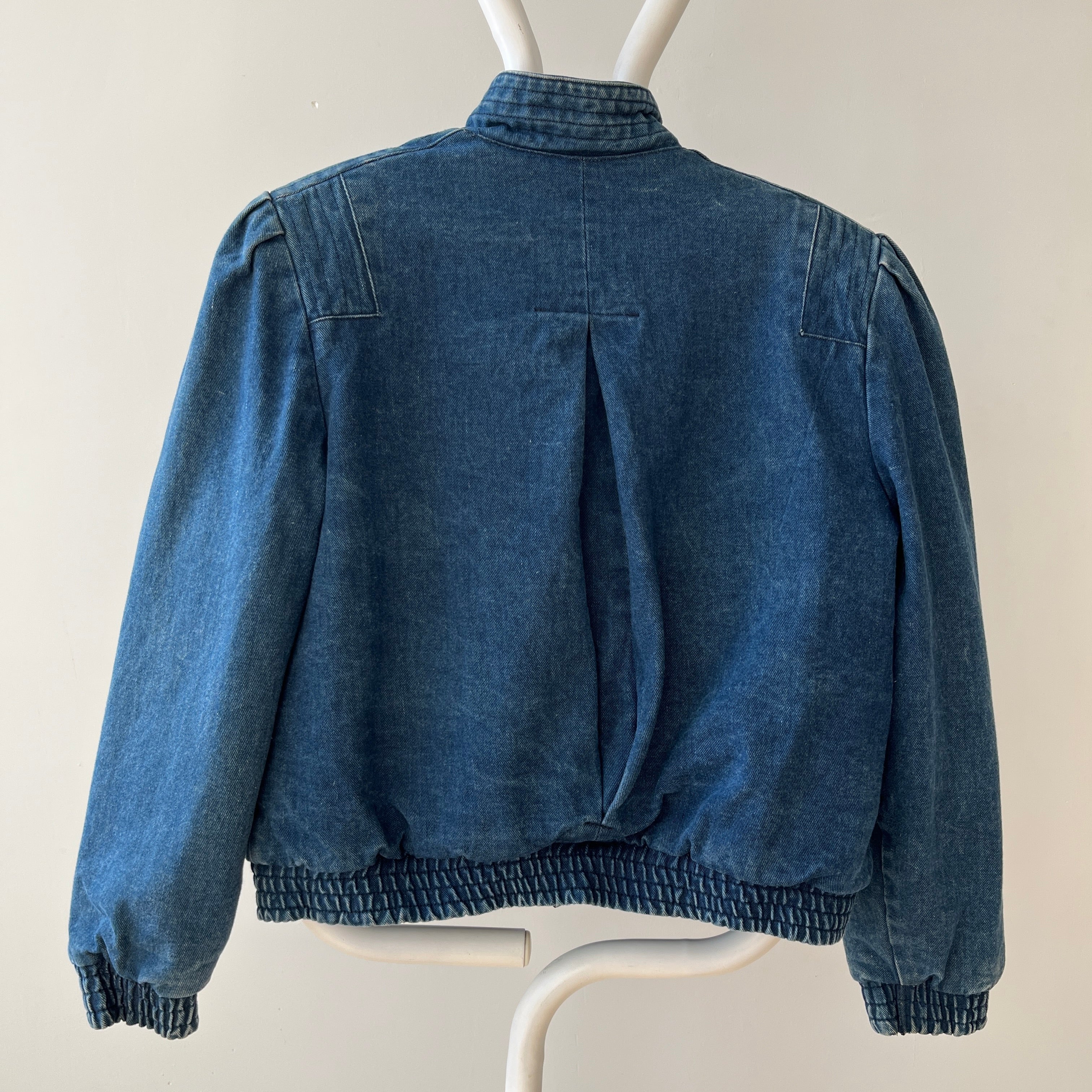 1980s Lined Snap Shawl Collar Denim Jean Jacket - Amazing Cut and Flannel Lined!