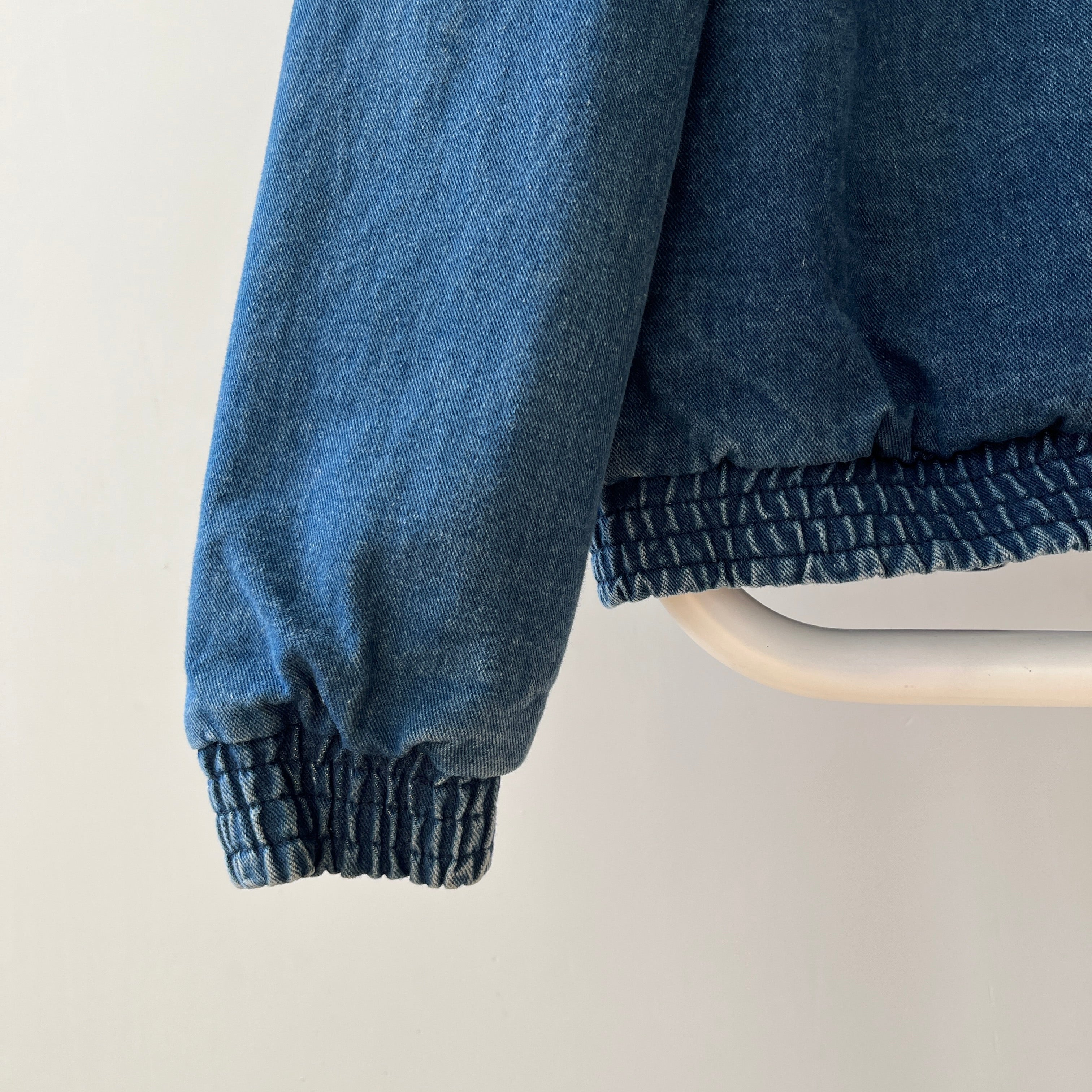 1980s Lined Snap Shawl Collar Denim Jean Jacket - Amazing Cut and Flannel Lined!