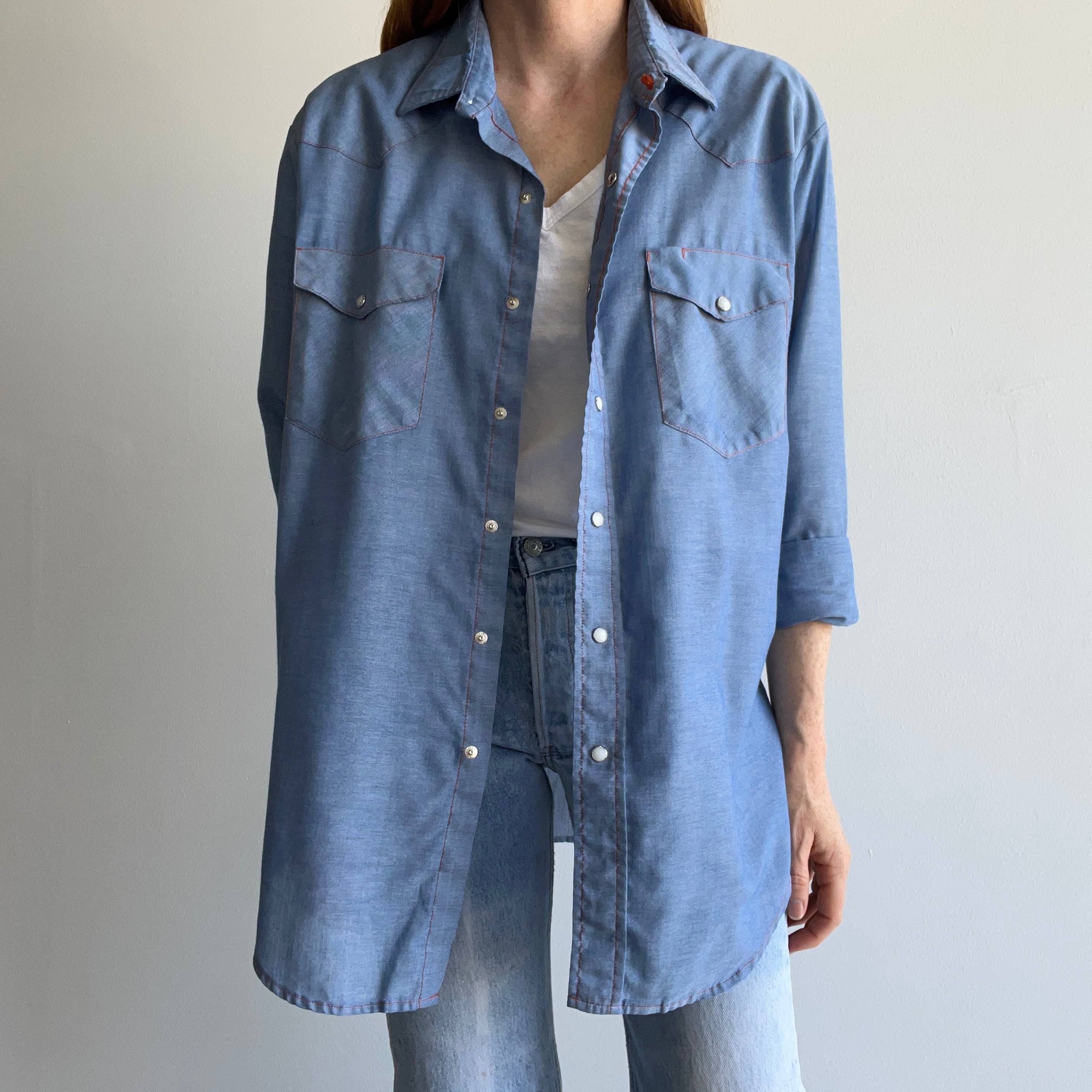 1990s Lightweight Denim Cowboy Shirt by Big Mac