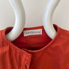 1980s Rust Orange Gianni Versace Pleated Zip Jacket