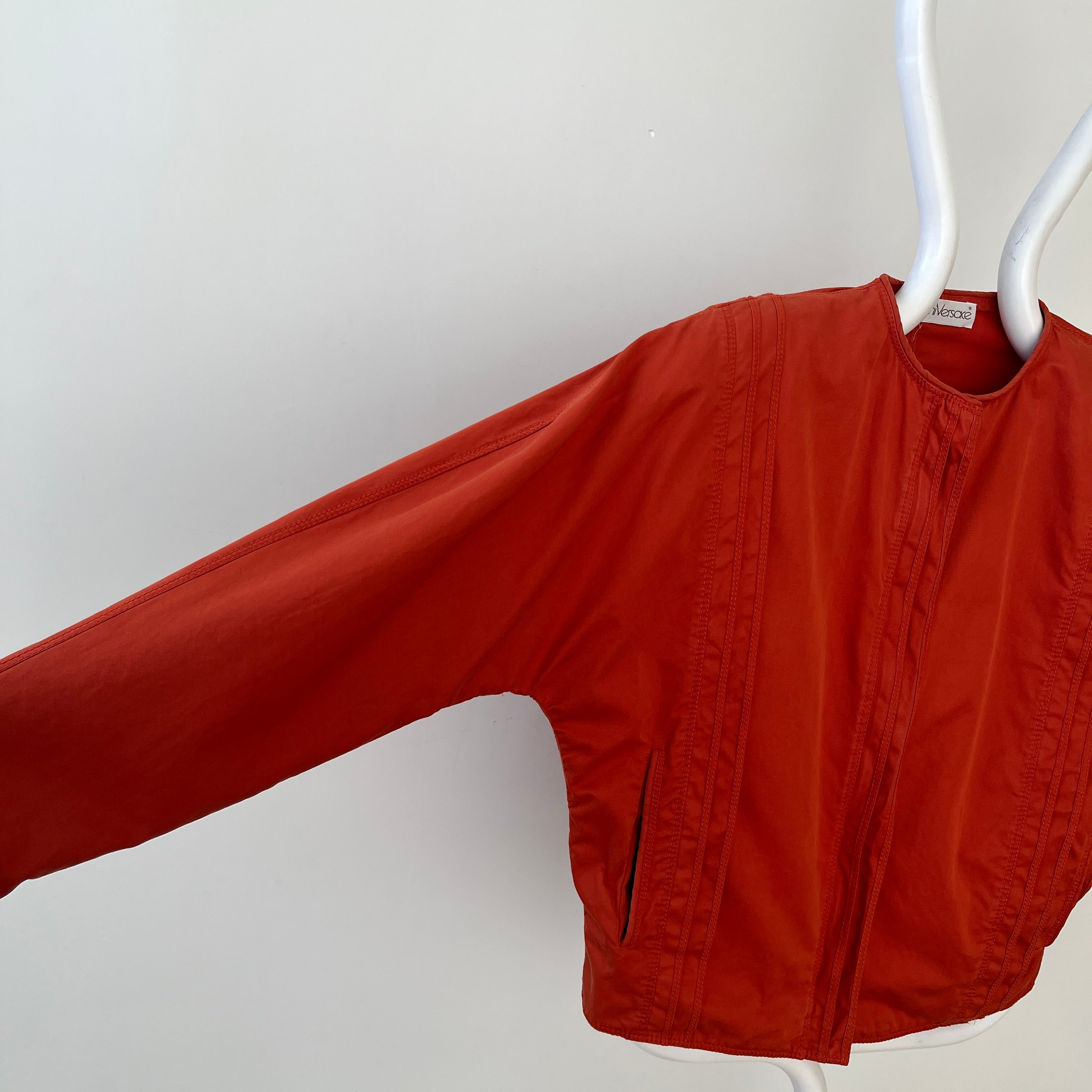 1980s Rust Orange Gianni Versace Pleated Zip Jacket