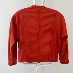 1980s Rust Orange Gianni Versace Pleated Zip Jacket