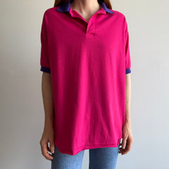1990s Two Tone Pink and Purple Polo with the Hem Out T-Shirt