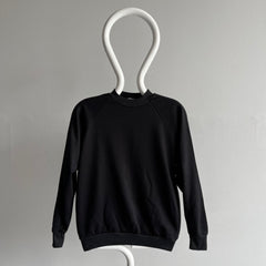 1980s Never Worn Blank Black Raglan Sweatshirt - !!!