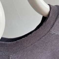 1970s Sun Faded and Tattered Collar Navy/Black/Purple Super Soft Warm Up Sweatshirt