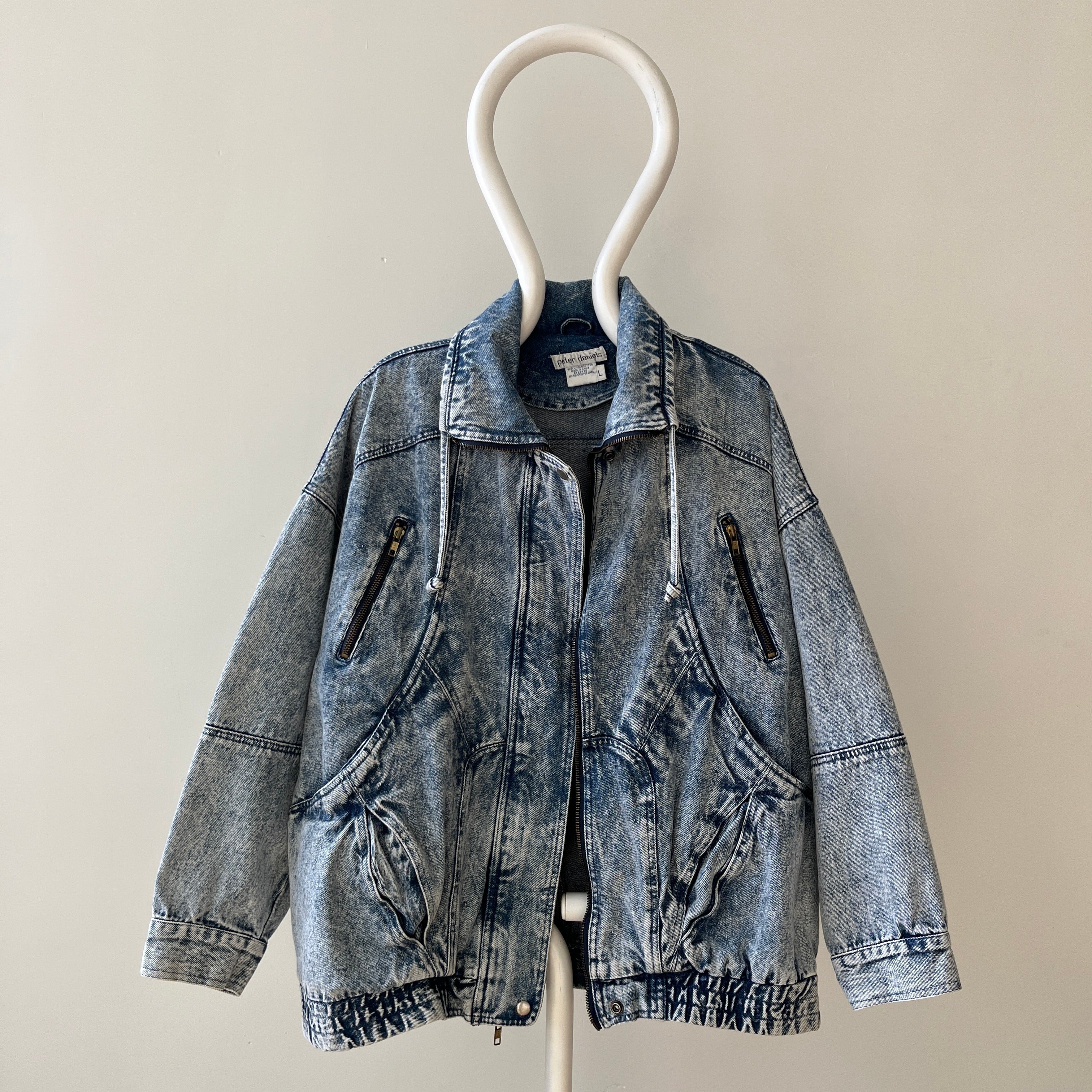 1980s Acid Wash Zip Denim Jean Jacket - !!!!!!