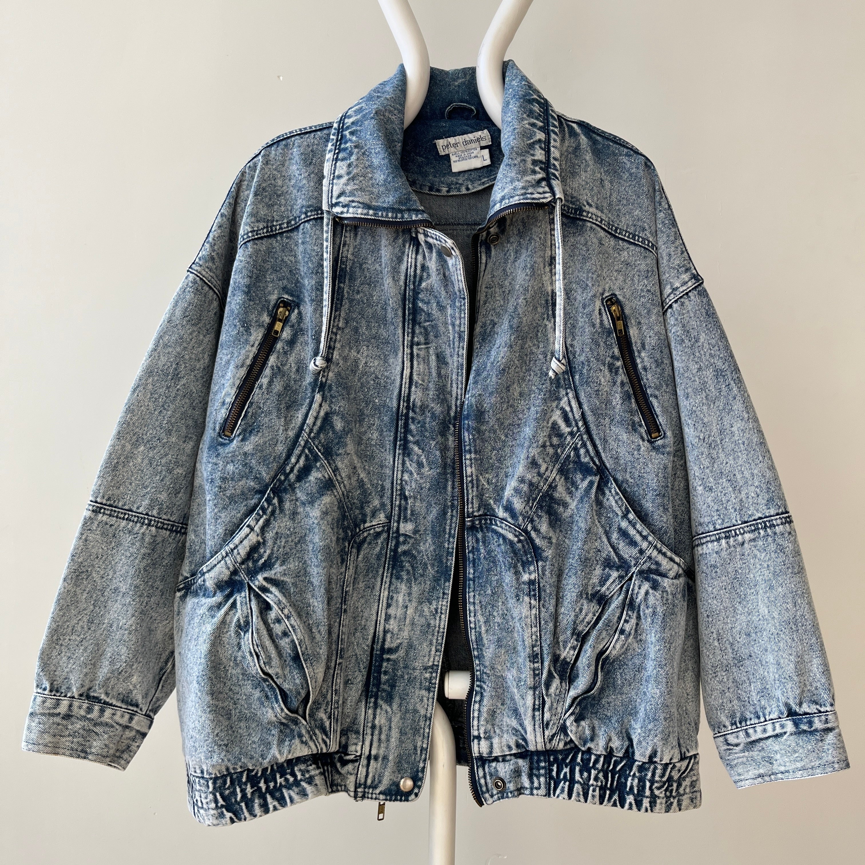 1980s Acid Wash Zip Denim Jean Jacket - !!!!!!