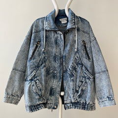 1980s Acid Wash Zip Denim Jean Jacket - !!!!!!