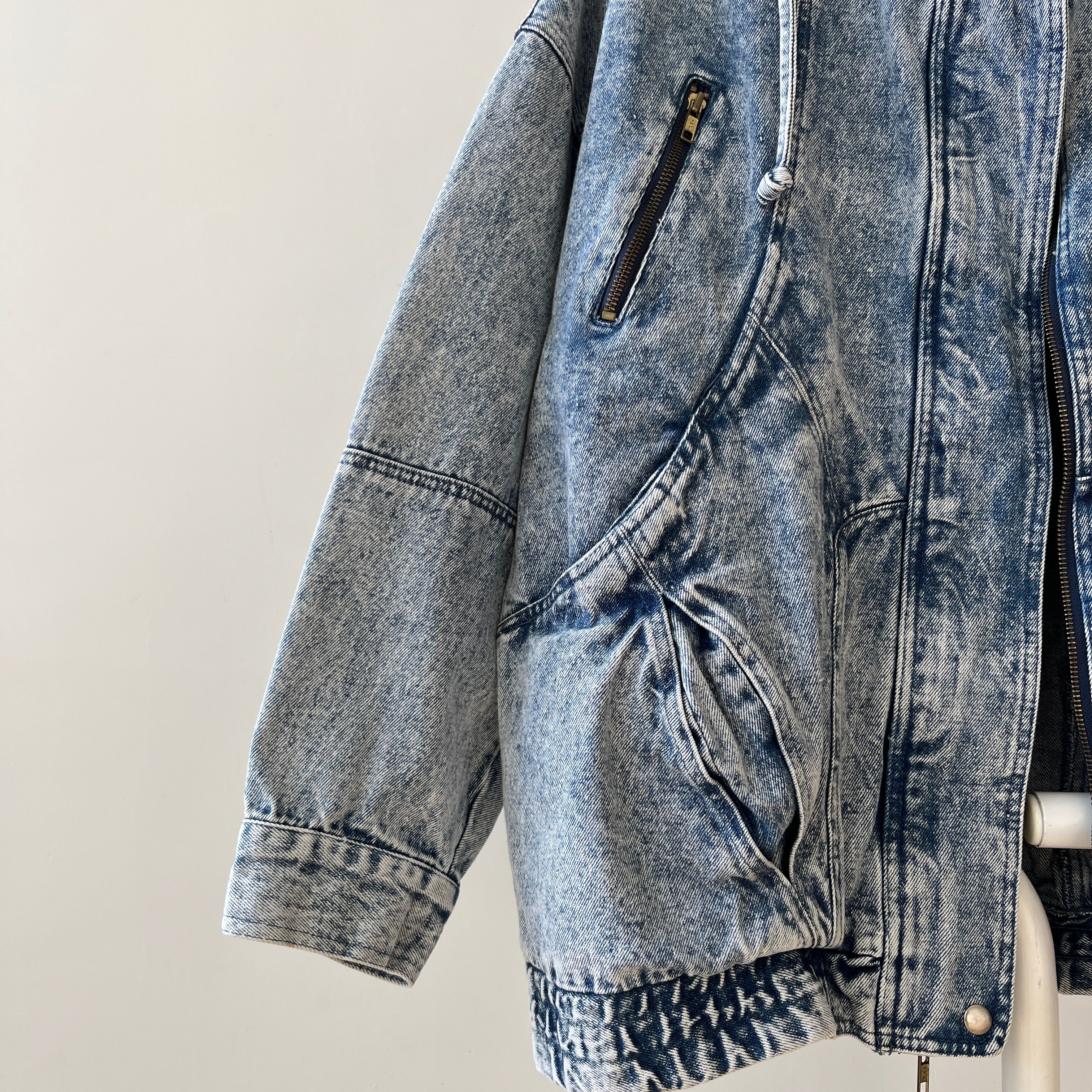 1980s Acid Wash Zip Denim Jean Jacket - !!!!!!