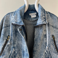 1980s Acid Wash Zip Denim Jean Jacket - !!!!!!