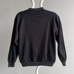 1980s Never Worn Blank Black Raglan Sweatshirt - !!!