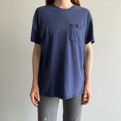 2000s Destroyed D Grade Navy Pocket T-Shirt