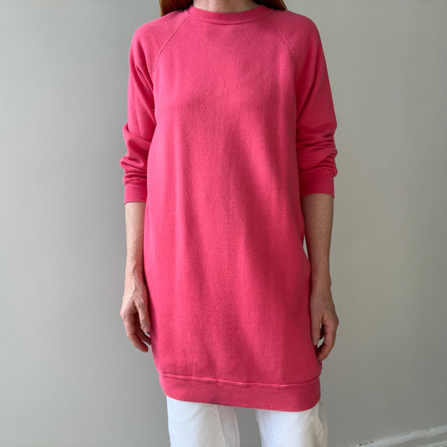 1980s Longer Pink Raglan Sweatshirt/Mini Dress?