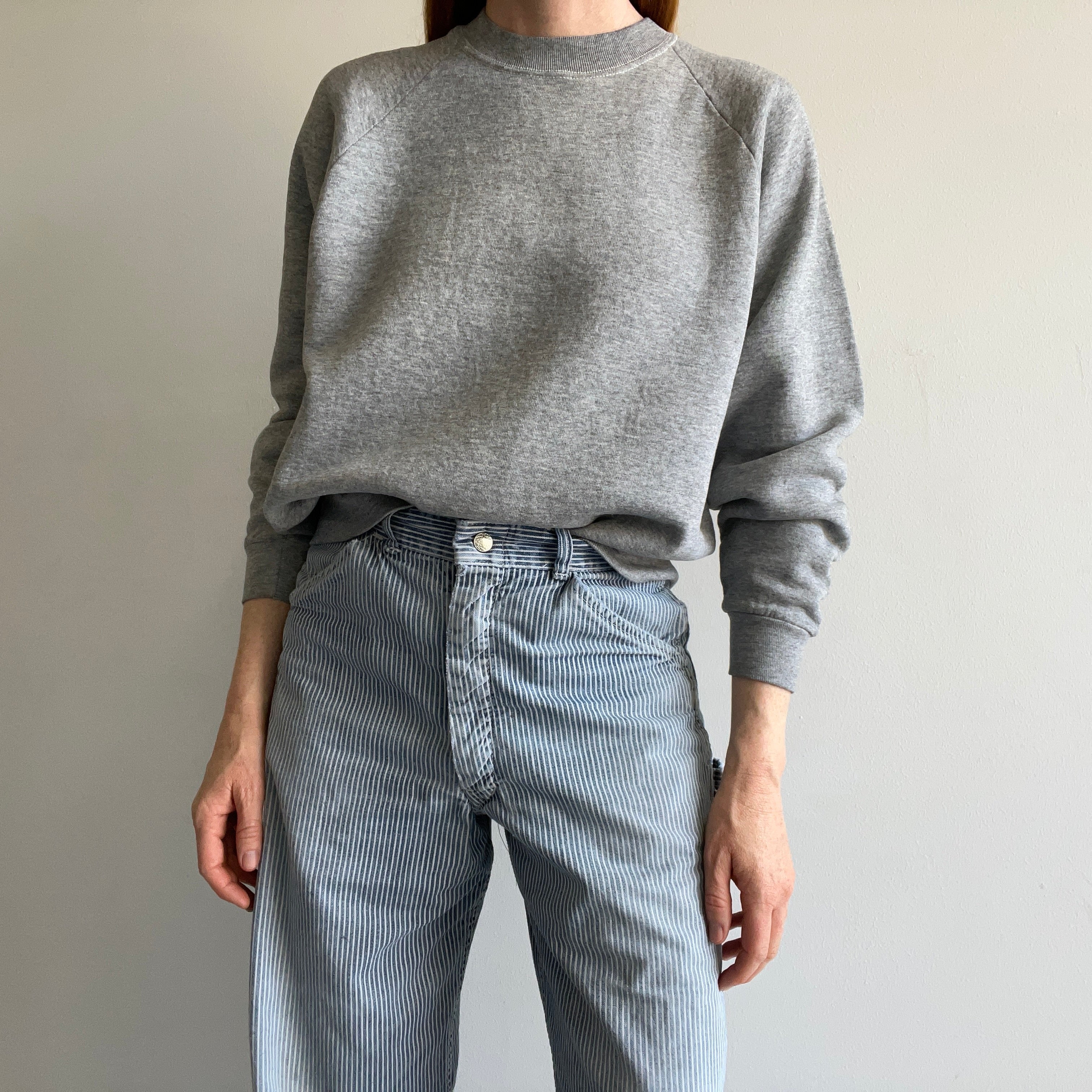 1990s FOTL Blank Gray Sweatshirt with Contrast Stitching