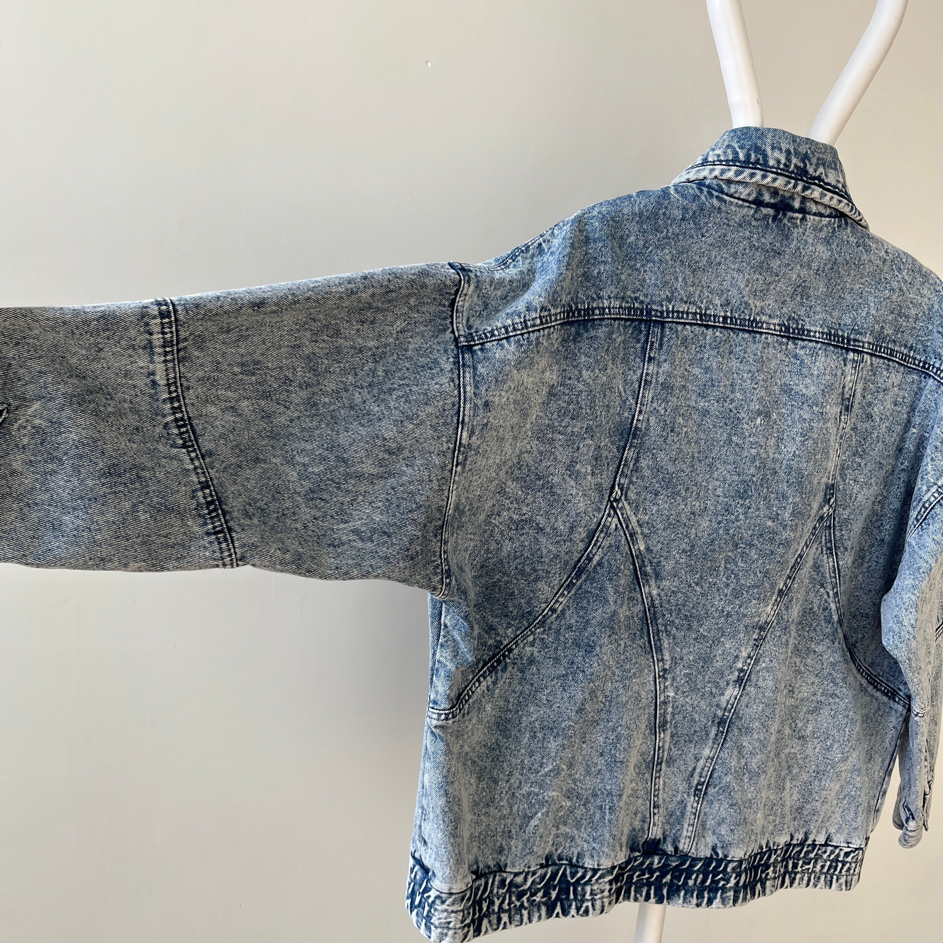1980s Acid Wash Zip Denim Jean Jacket - !!!!!!