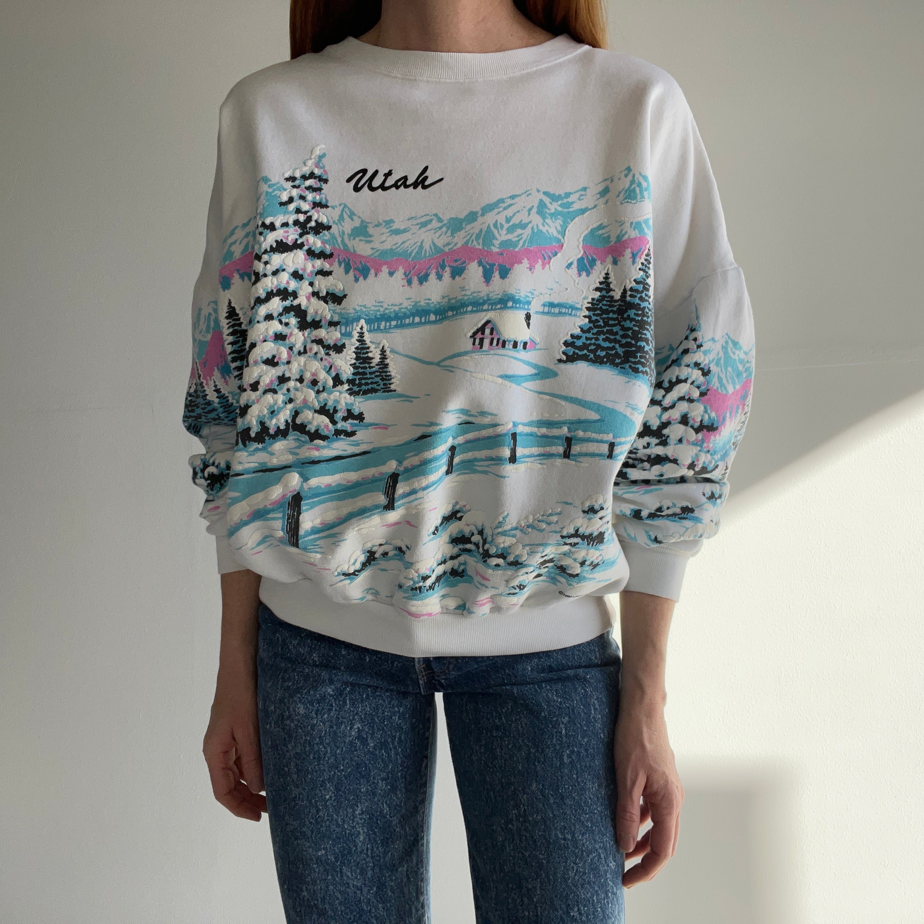 1990 Utah Winter Scape Wrap Around Sweatshirt