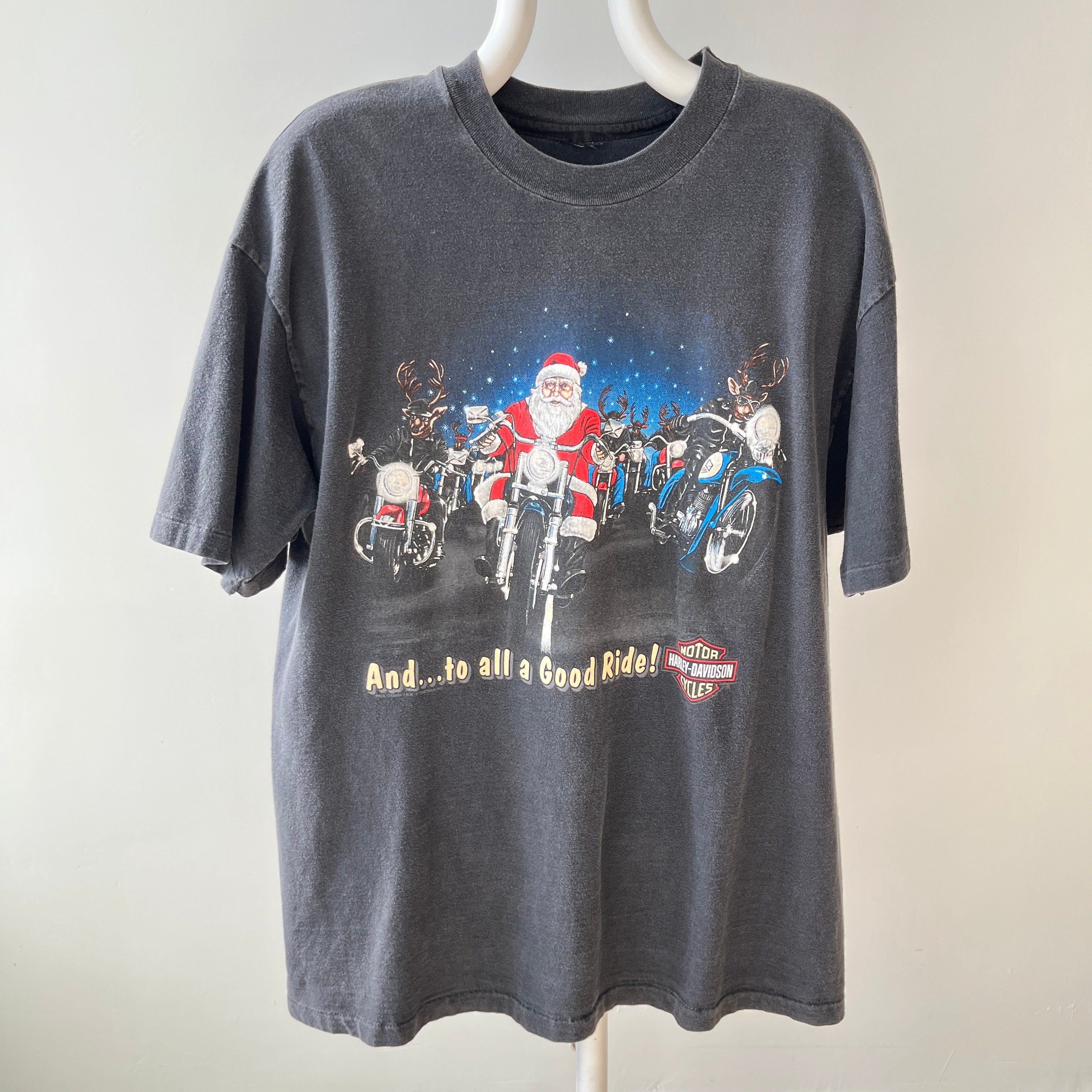 1987 Santa Los Angeles, California Harley Front and Back T-Shirt - Collectible