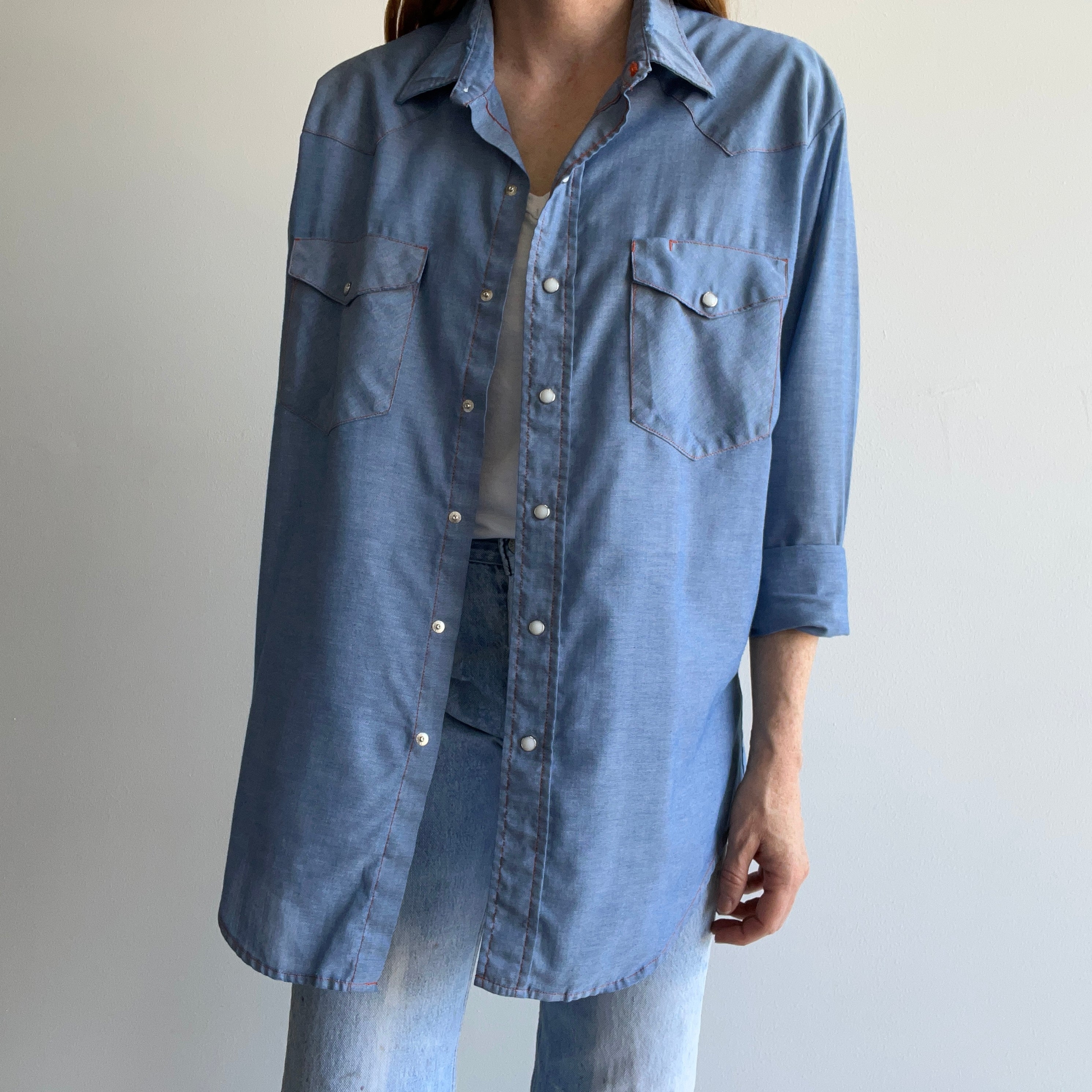 1990s Lightweight Denim Cowboy Shirt by Big Mac