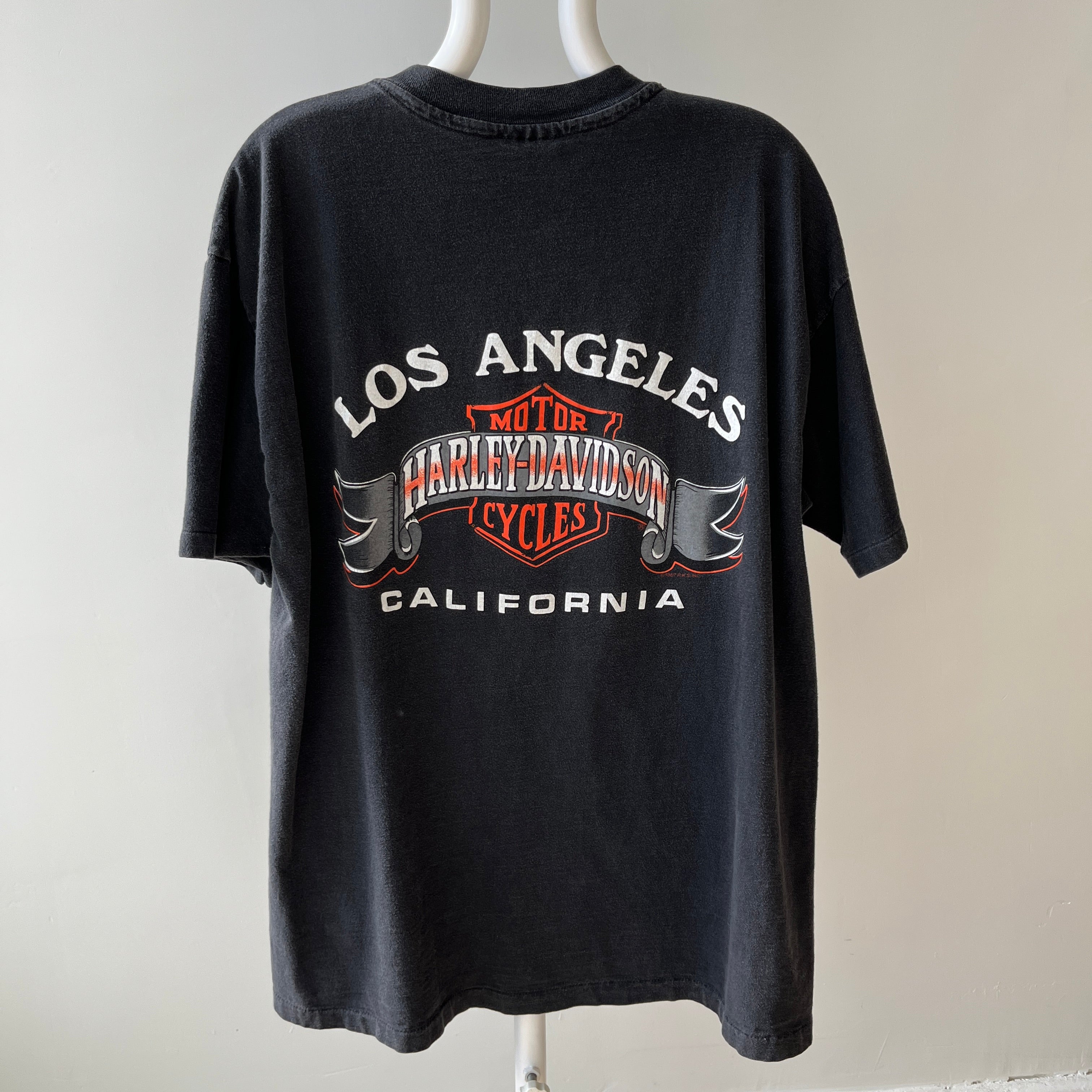 1987 Santa Los Angeles, California Harley Front and Back T-Shirt - Collectible