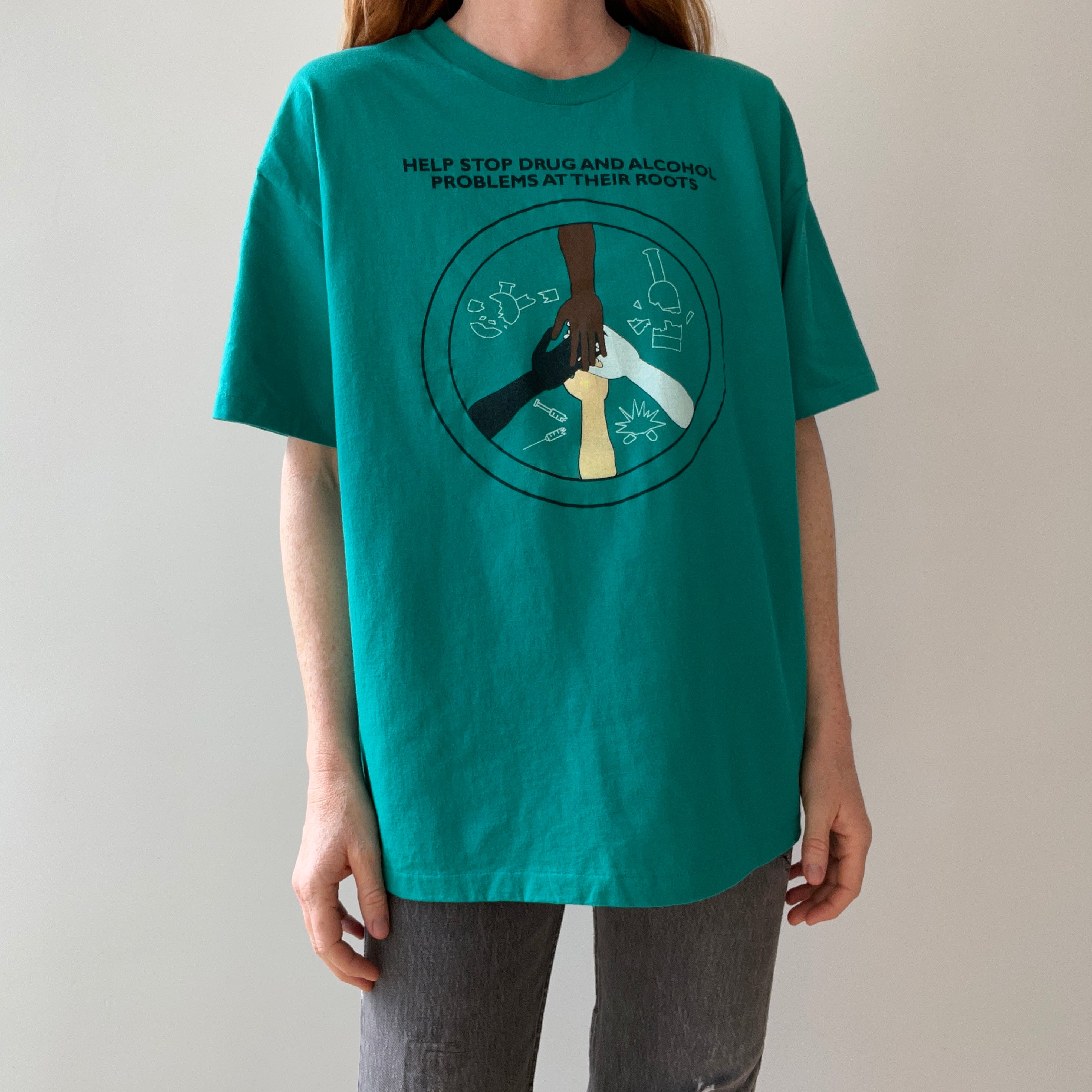 1980/90s Help Stop Drugs and Alcohol Problems At Their Roots - Berkley Community - T-Shirt