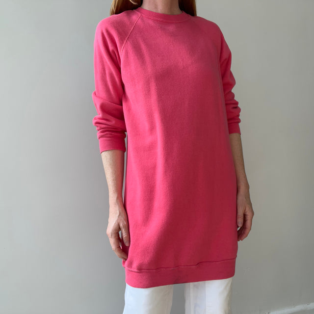 1980s Longer Pink Raglan Sweatshirt/Mini Dress?