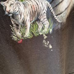 1990s Paint Stained Larger Big White Cat Cotton T-Shirt