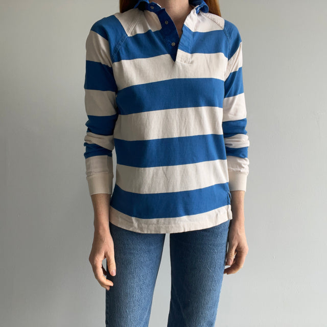 1980/90s Smaller Striped Rugby Polo Long Sleeve Shirt